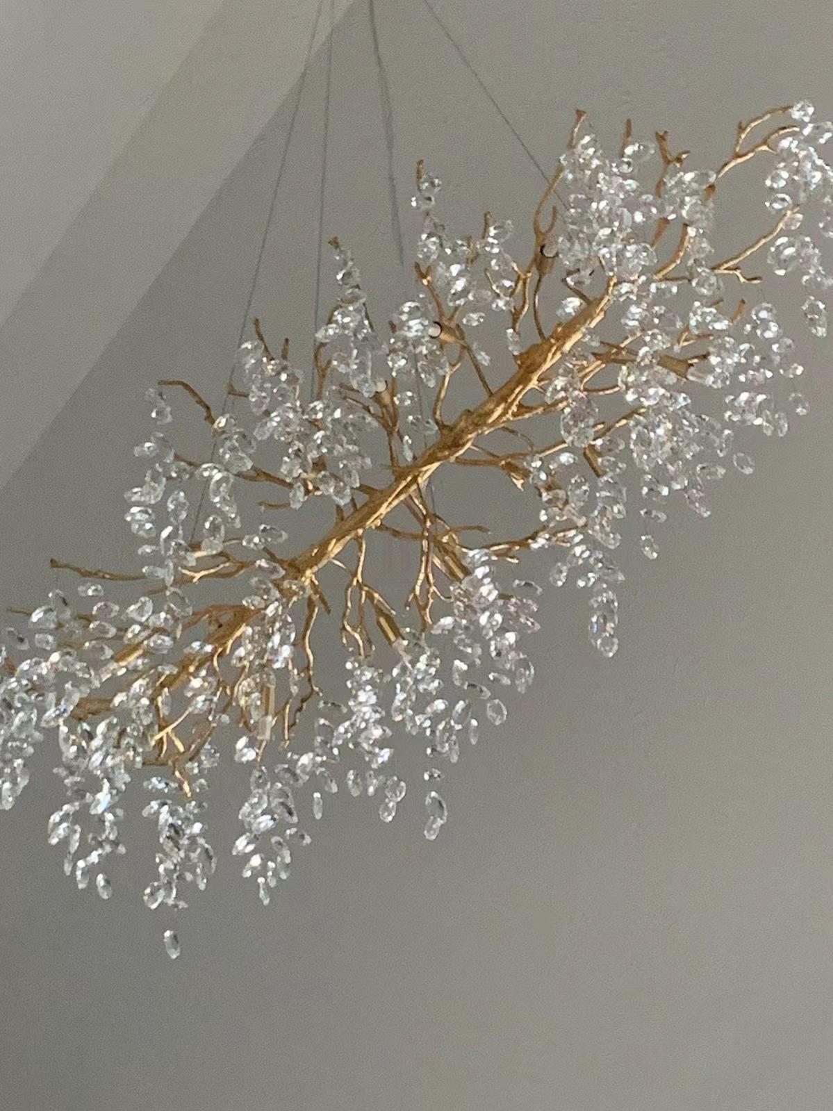 French Branch Crystal Chandelier with Elegant Crystal Leaves - Rectangle L 63"*W21.65"*H19.7"/16 Lights/45kgWarm Lightcasivra