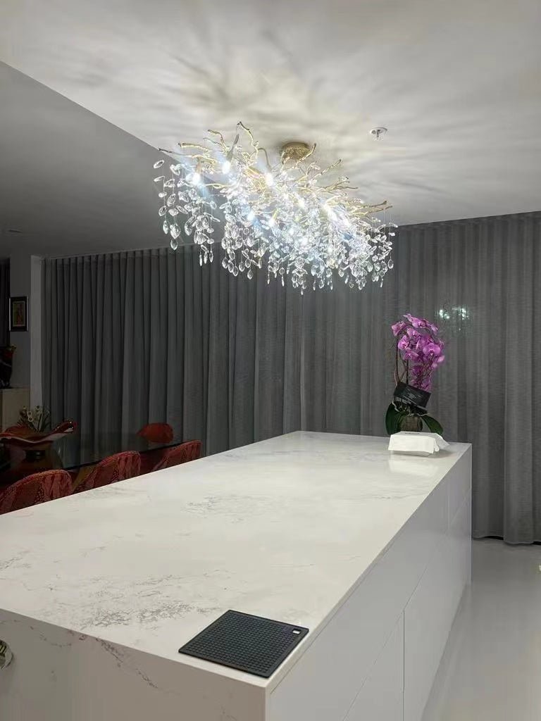 French Branch Crystal Chandelier with Elegant Crystal Leaves - Rectangle L 63"*W21.65"*H19.7"/16 Lights/45kgWarm Lightcasivra
