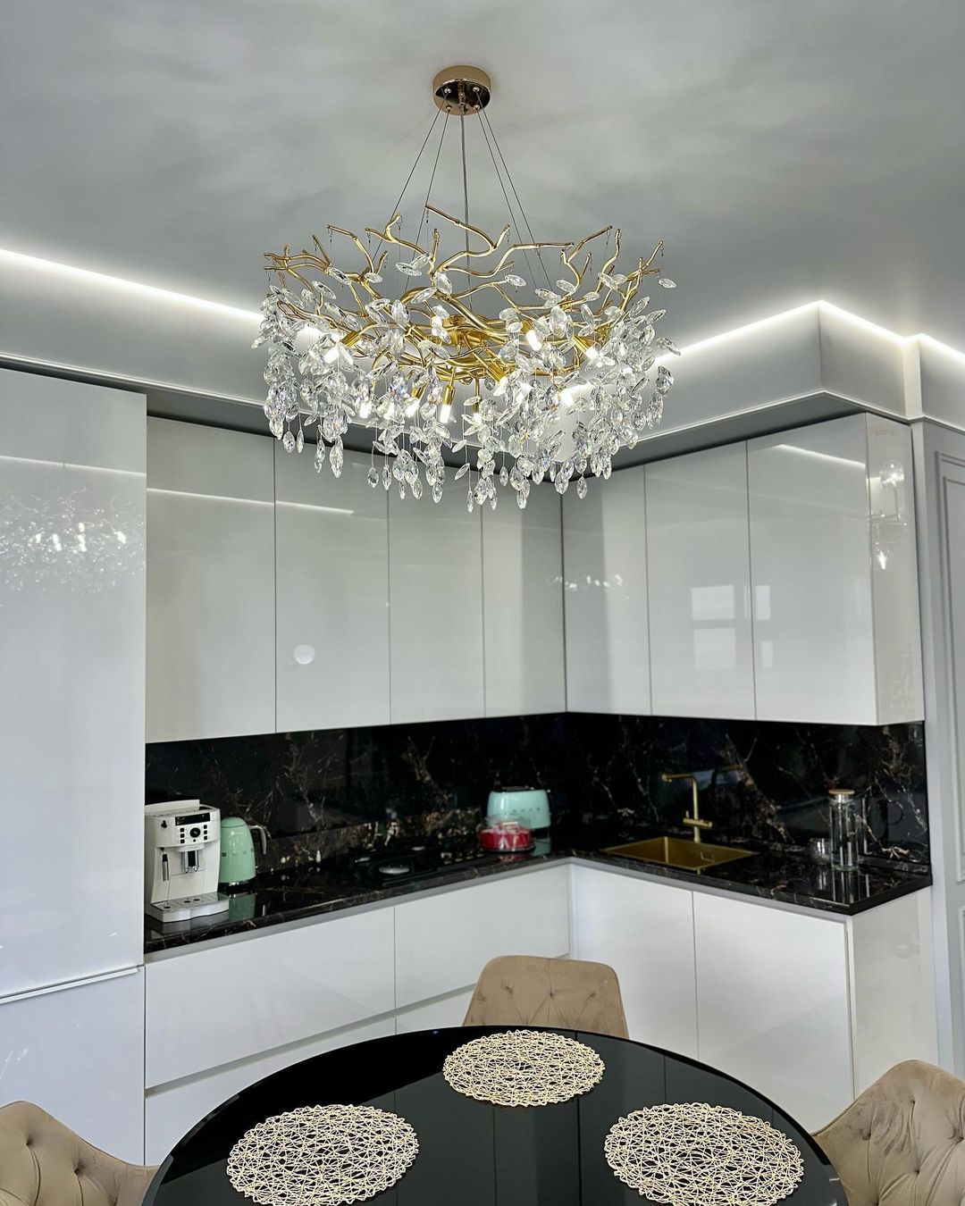 French Branch Crystal Chandelier with Elegant Crystal Leaves - Rectangle L 63"*W21.65"*H19.7"/16 Lights/45kgWarm Lightcasivra