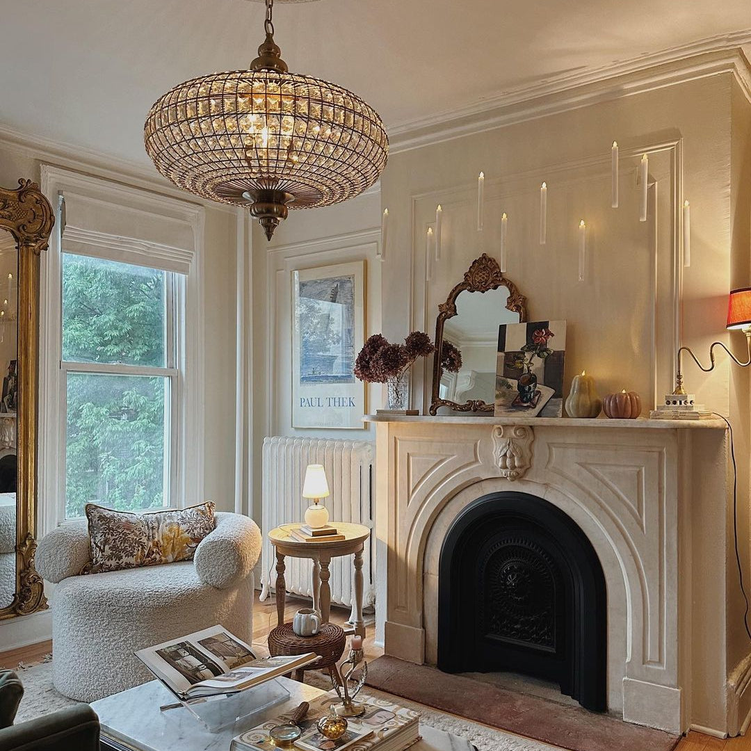 French Empire Vintage Bead Ellipsoid Crystal Chandelier for Living Room/Bedroom - 6 Lights/D25"*H20"/12.3kgDark BronzeWarm Lightcasivra