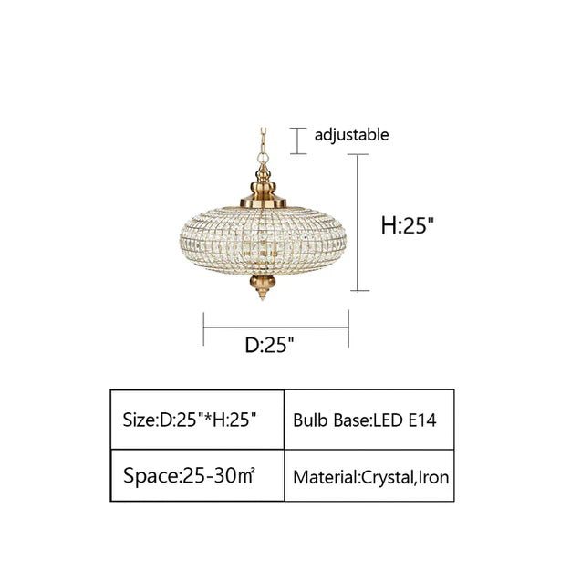 French Empire Vintage Bead Ellipsoid Crystal Chandelier for Living Room/Bedroom - 6 Lights/D25"*H20"/12.3kgDark BronzeWarm Lightcasivra