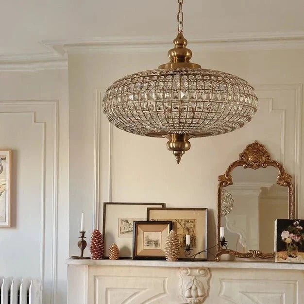 French Empire Vintage Bead Ellipsoid Crystal Chandelier for Living Room/Bedroom - 6 Lights/D25"*H20"/12.3kgDark BronzeWarm Lightcasivra