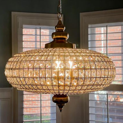 French Empire Vintage Bead Ellipsoid Crystal Chandelier for Living Room/Bedroom - 6 Lights/D25"*H20"/12.3kgDark BronzeWarm Lightcasivra