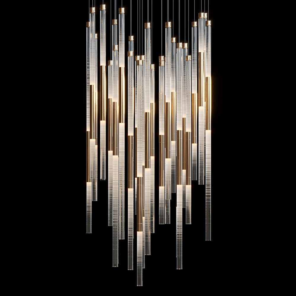 Frosted Tube Cluster Chandelier - 72" L × 24" W × 22" Hcasivra