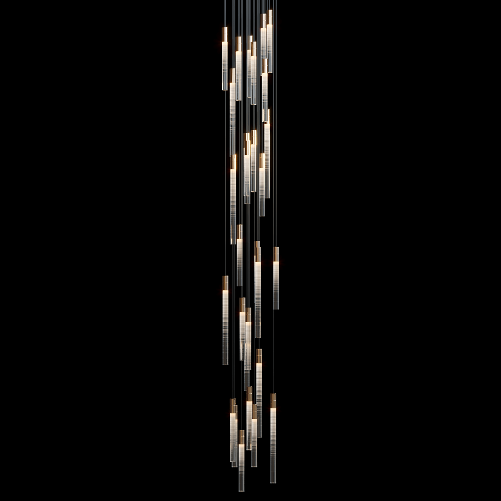 Frosted Tube Cluster Chandelier - 24" D × 72" Hcasivra