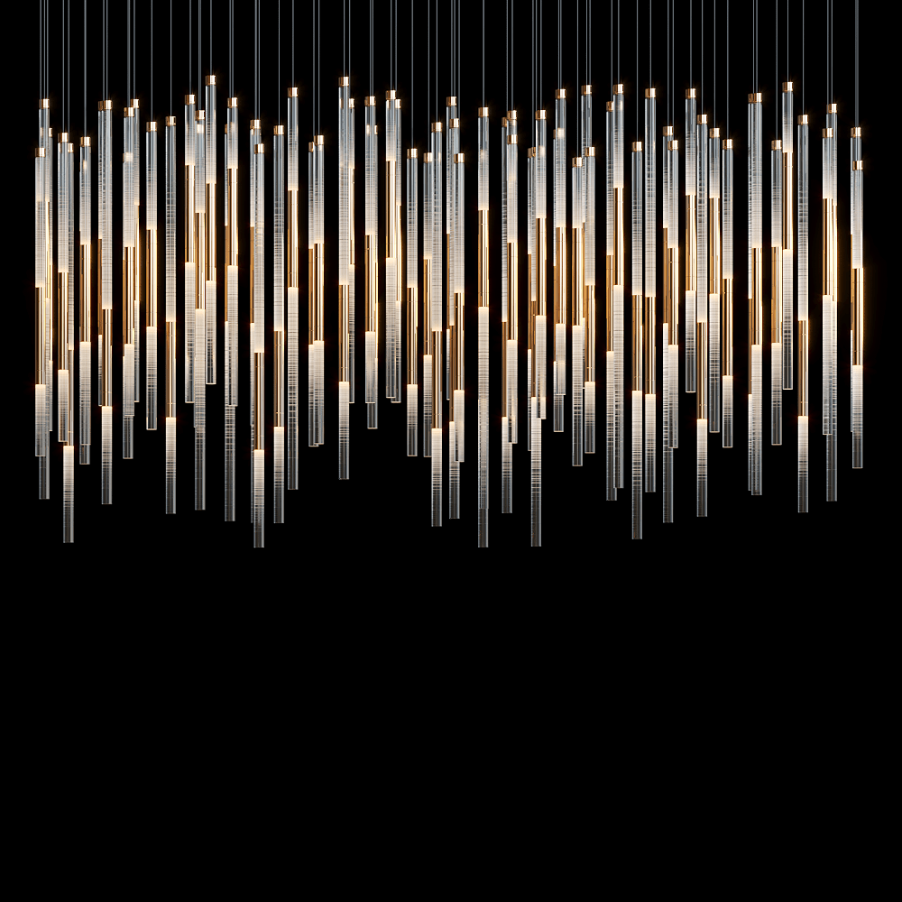 Frosted Tube Cluster Chandelier - 60" L × 20" W × 20" Hcasivra