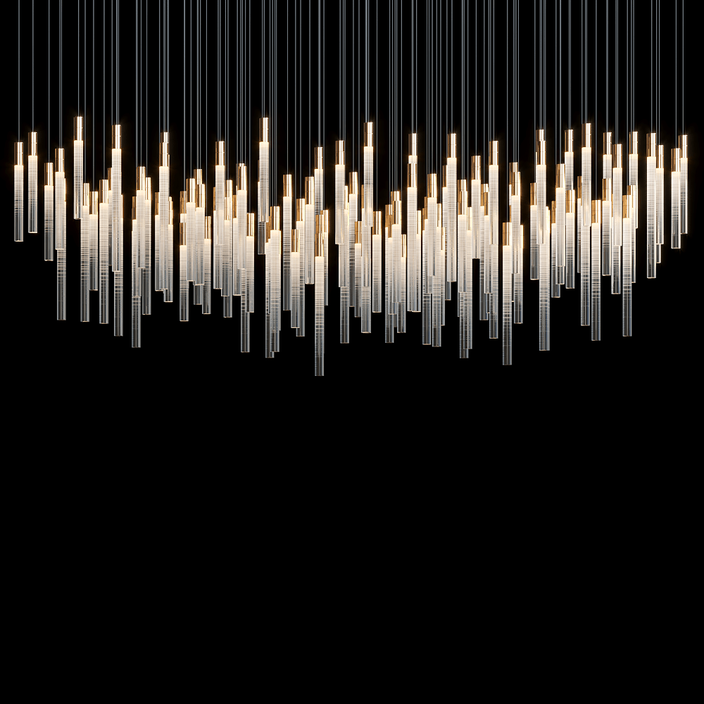 Frosted Tube Cluster Chandelier - 72" L × 24" W × 22" Hcasivra