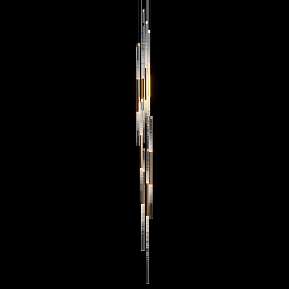 Frosted Tube Cluster Chandelier - 24" D × 72" Hcasivra