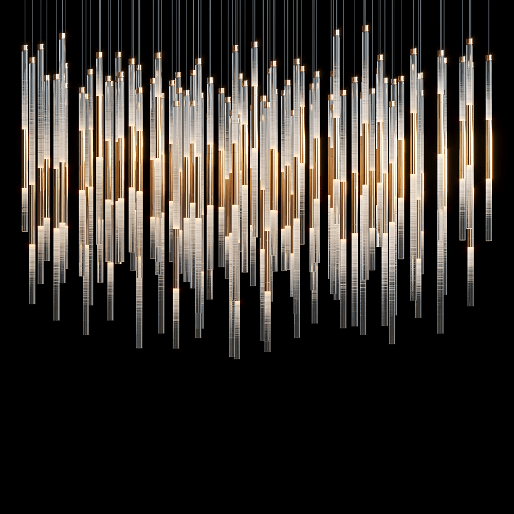 Frosted Tube Cluster Chandelier - 48" L × 18" W × 18" Hcasivra