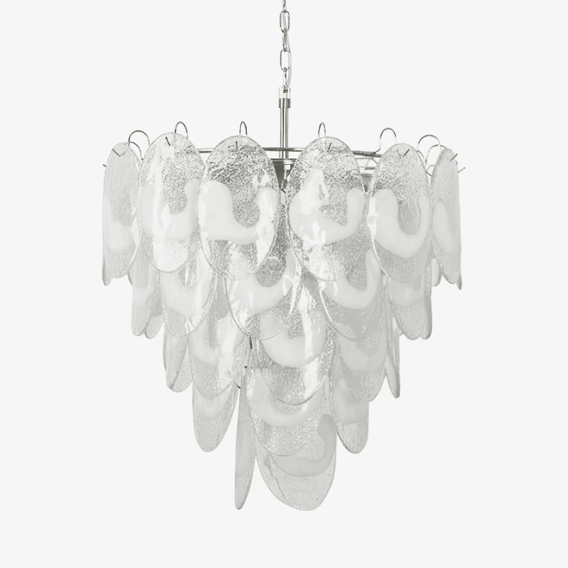 Frostelle Murano Chandelier - ∅ 29.5″ x H 27.6″Nickel & Clear+White glasscasivra