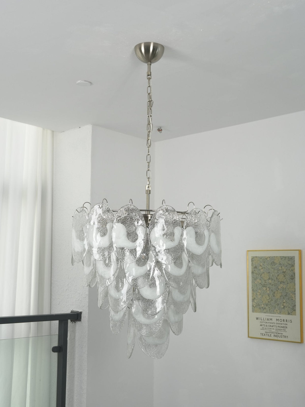 Frostelle Murano Chandelier - ∅ 29.5″ x H 27.6″Nickel & Clear+White glasscasivra