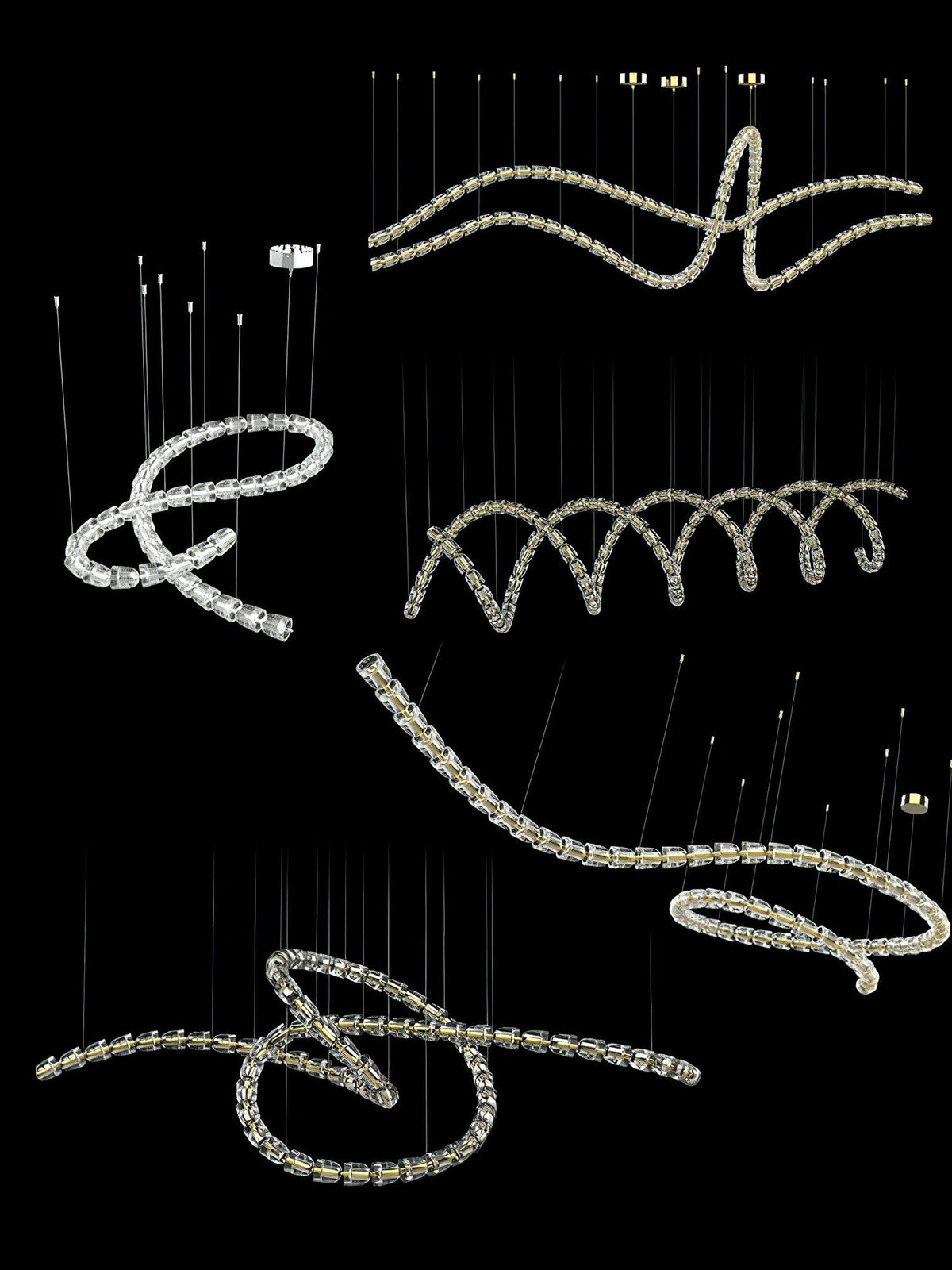 Gabriel Chandelier D - 53 Lights L 63″ x H 23″ / L 160cm x H 58.5cmClear & ChromeWarm Lightcasivra