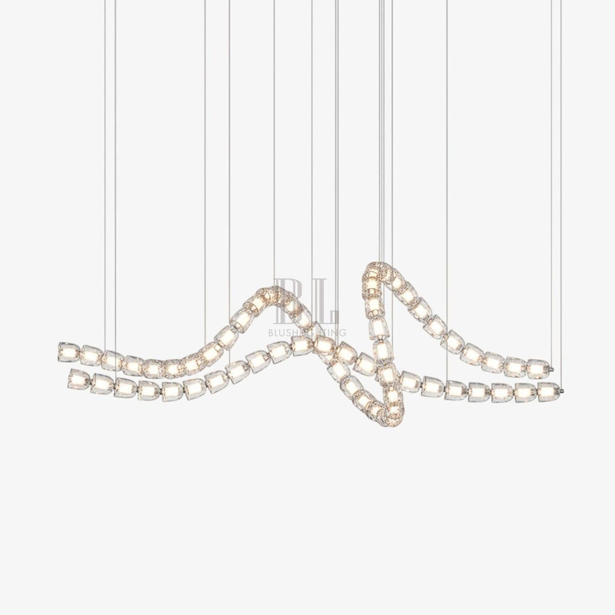 Gabriel Chandelier D - 53 Lights L 63″ x H 23″ / L 160cm x H 58.5cmClear & ChromeWarm Lightcasivra
