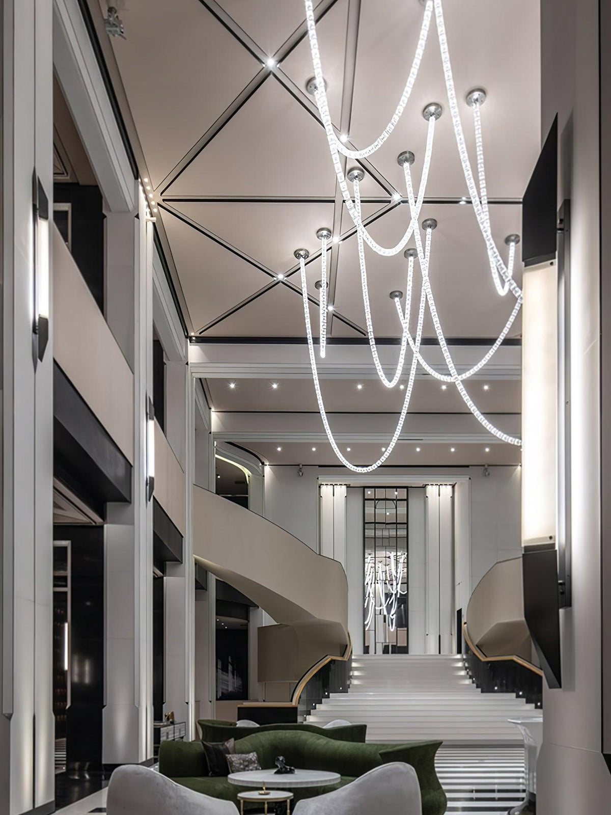 Gabriel Chandelier D - 53 Lights L 63″ x H 23″ / L 160cm x H 58.5cmClear & ChromeWarm Lightcasivra