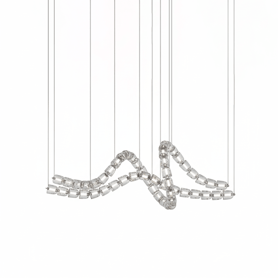 Gabriel Chandelier D - 53 Lights L 63″ x H 23″ / L 160cm x H 58.5cmClear & ChromeWarm Lightcasivra