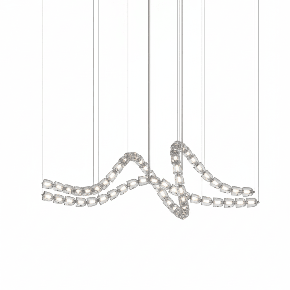 Gabriel Chandelier D - 60 Lights L70.9″ x H 25″ / L 180cm x H 63.5cmClear & ChromeWarm Lightcasivra