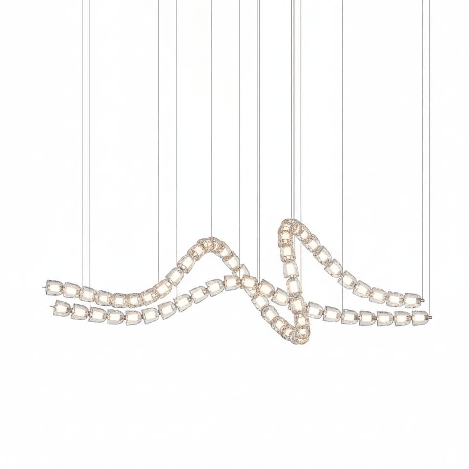 Gabriel Chandelier D - 64 Lights L 78.7″ x H 25″ / L 200cm x H 63.5cmClear & ChromeWarm Lightcasivra