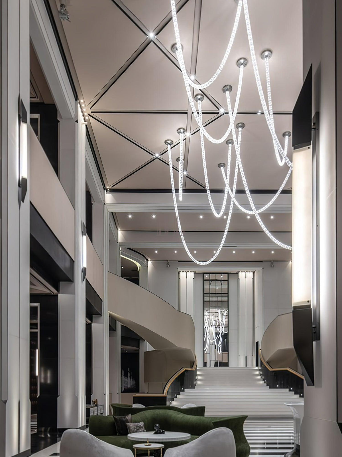 Gabriel Chandelier G - 161 Lights ∅ 47.2″ x H 118″ / Dia 120cm x H 300cmClear & ChromeWarm Lightcasivra