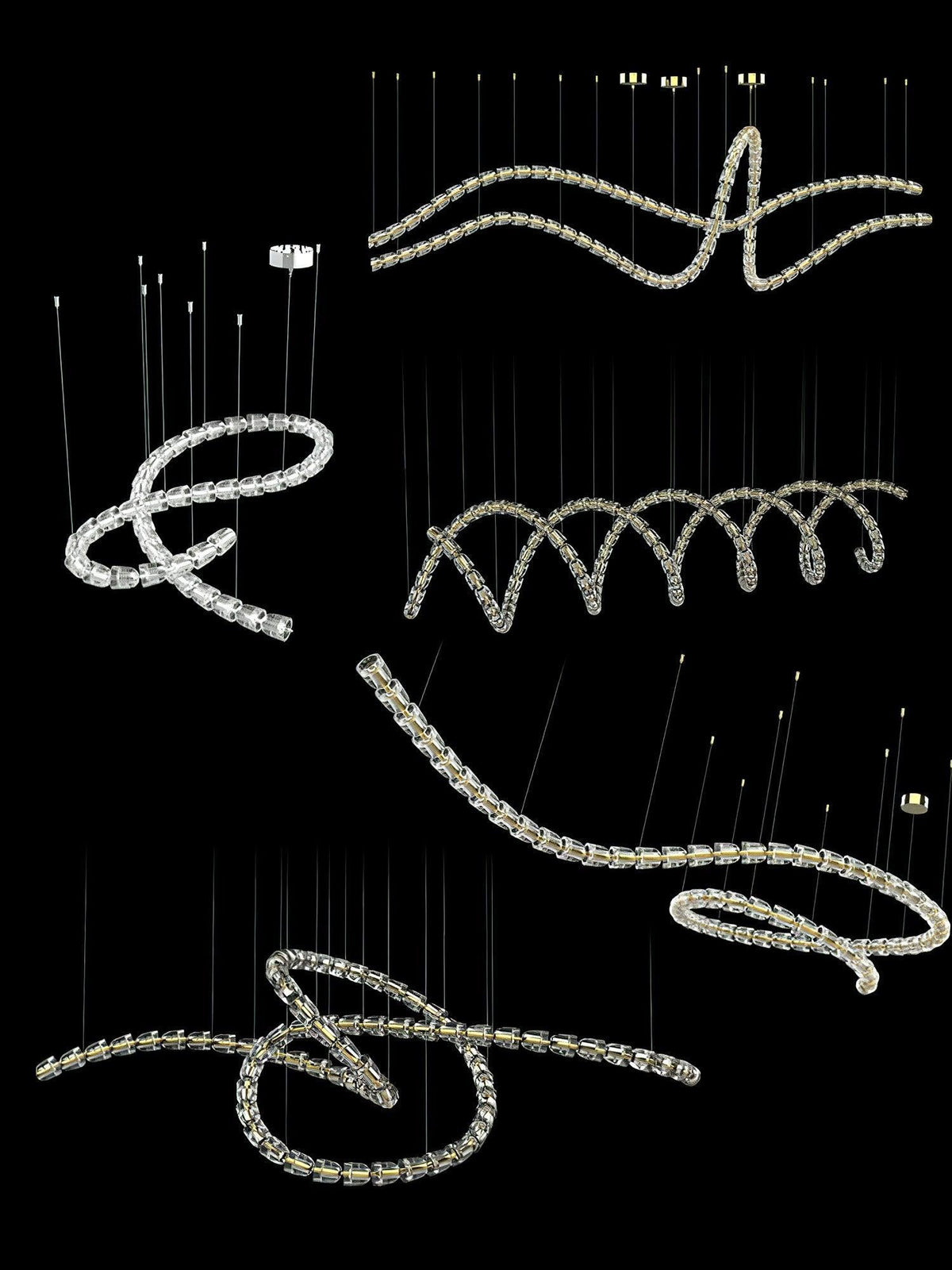 Gabriel Chandelier I - 60 Lights L 98.4″ x H 13.8″ / L 250cm x H 35cmClear & ChromeWarm Lightcasivra