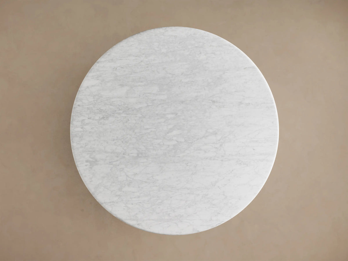Gabriella Round Stone Dining Table with Hexagonal Pedestal Base