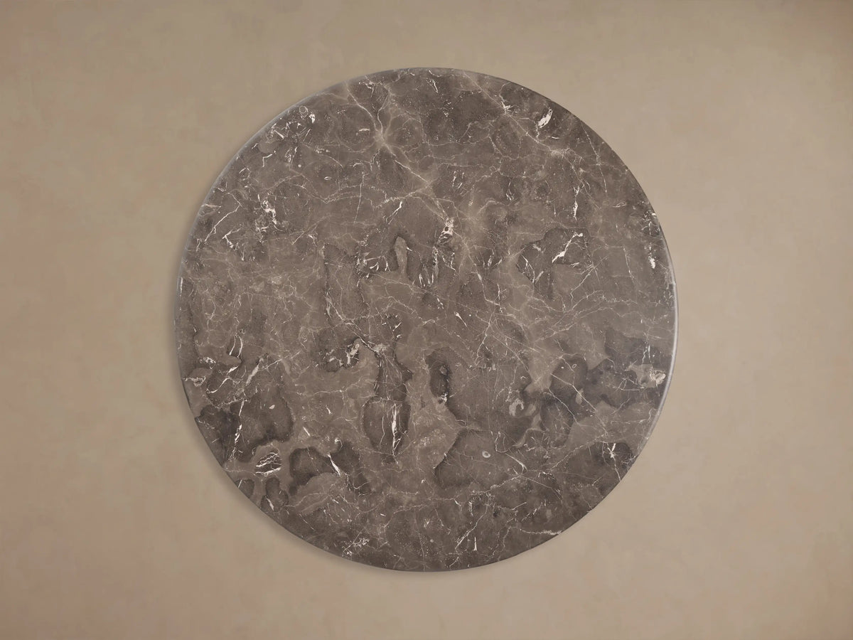 Gabriella Round Stone Dining Table with Hexagonal Pedestal Base