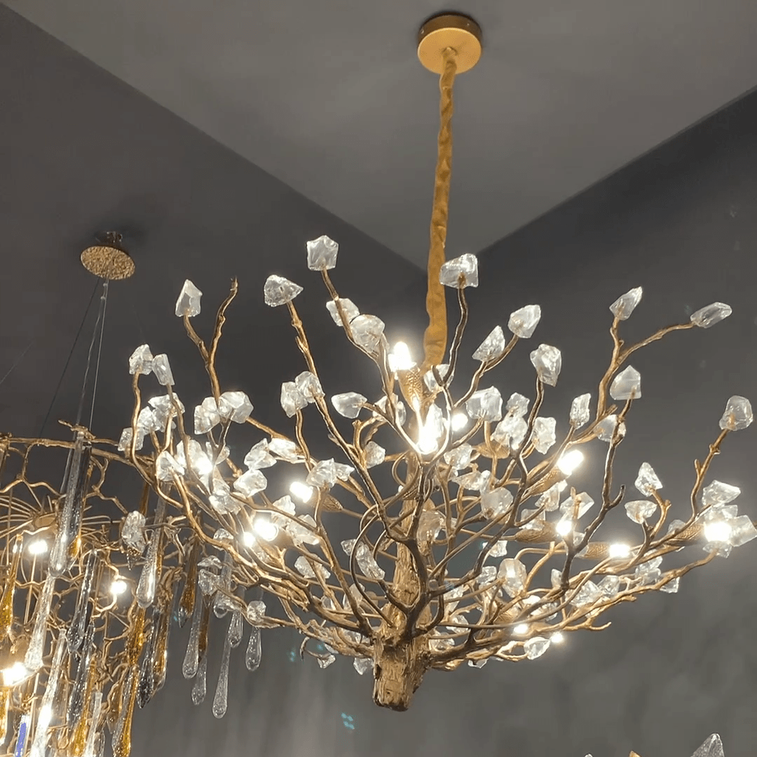 Gemstone Branch Chandelier with Artistic Design for Bedroom or Living Room - 8 Lights/D23.6"*H21.65"Warm Lightcasivra