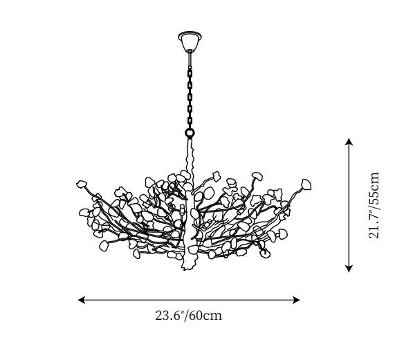 Gemstone Branch Chandelier with Artistic Design for Bedroom or Living Room - 8 Lights/D23.6"*H21.65"Warm Lightcasivra