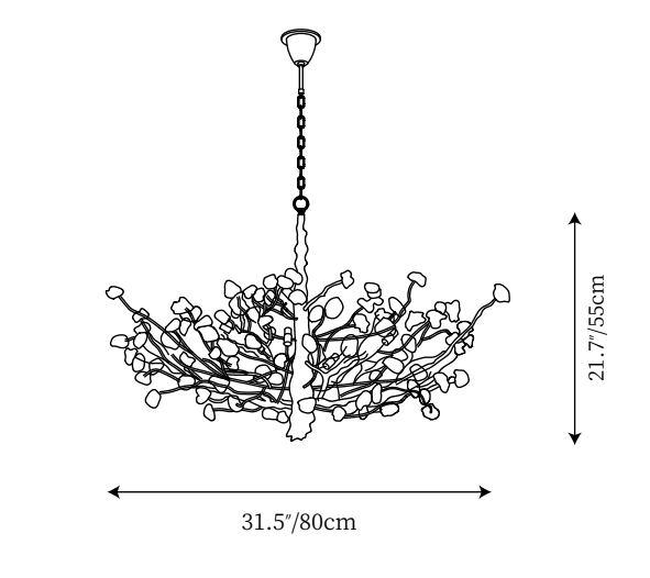 Gemstone Branch Chandelier with Artistic Design for Bedroom or Living Room - 8 Lights/D23.6"*H21.65"Warm Lightcasivra