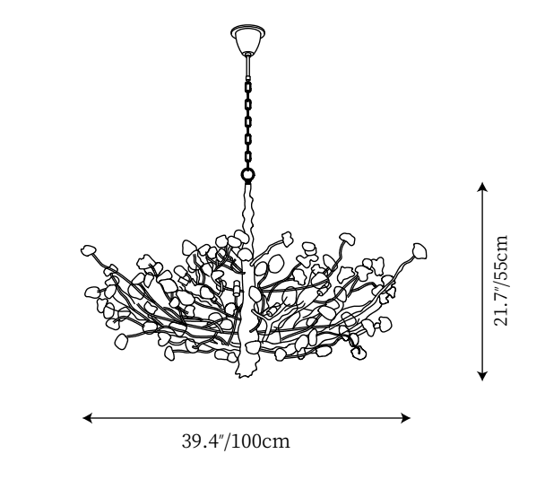 Gemstone Branch Chandelier with Artistic Design for Bedroom or Living Room - 8 Lights/D23.6"*H21.65"Warm Lightcasivra