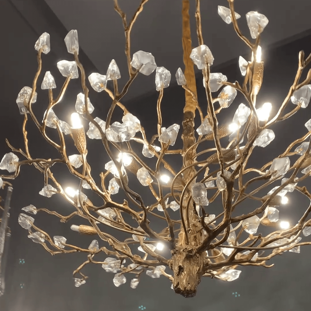 Gemstone Branch Chandelier with Artistic Design for Bedroom or Living Room - 8 Lights/D23.6"*H21.65"Warm Lightcasivra