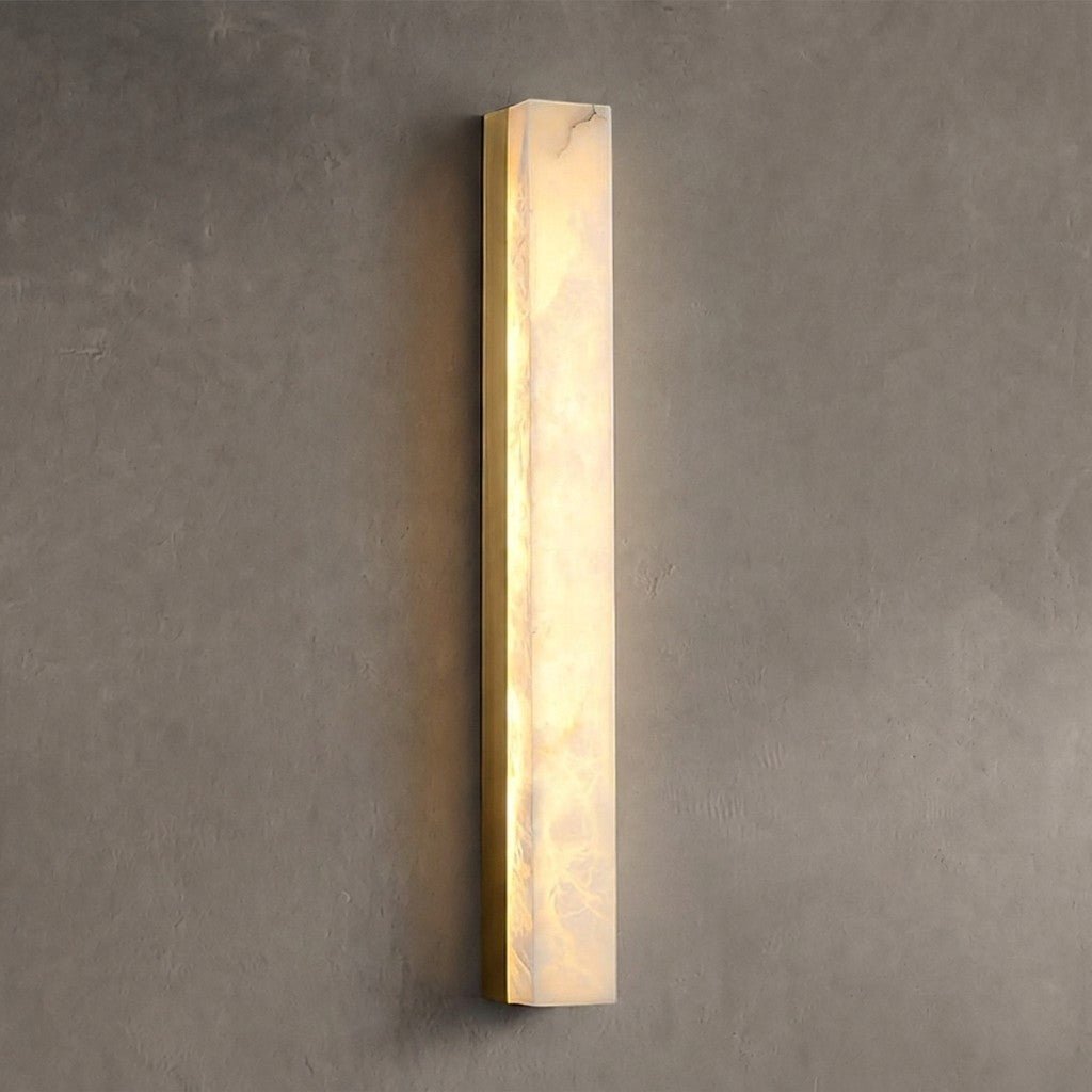 Geometric Alabaster Wall Lamp - L 3.1” x W 3.1“ x H 31.5“Brass & WhiteWarm Lightcasivra