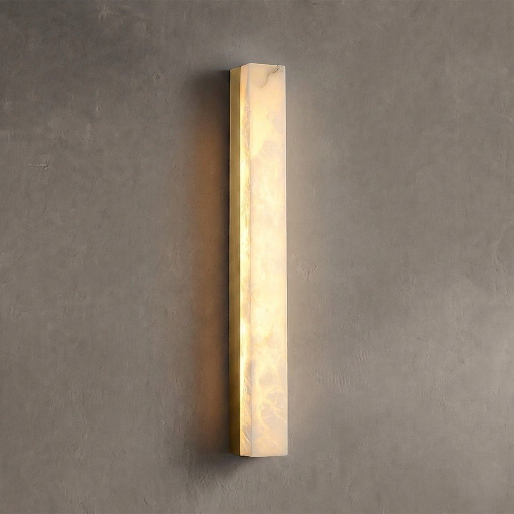 Geometric Alabaster Wall Lamp - L 3.1” x W 3.1“ x H 23.6“Brass & WhiteWarm Lightcasivra