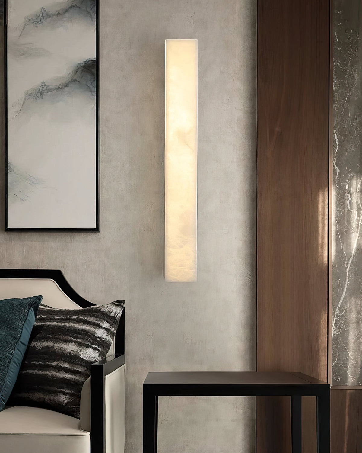 Geometric Alabaster Wall Lamp - L 3.1” x W 3.1“ x H 31.5“Black & WhiteWarm Lightcasivra
