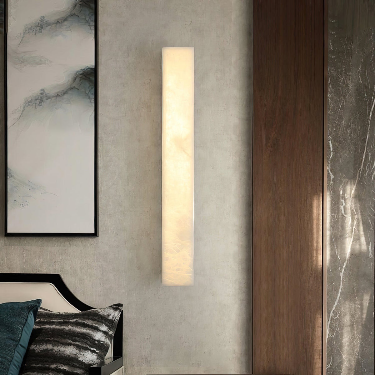 Geometric Alabaster Wall Lamp - L 3.1” x W 3.1“ x H 31.5“Black & WhiteWarm Lightcasivra