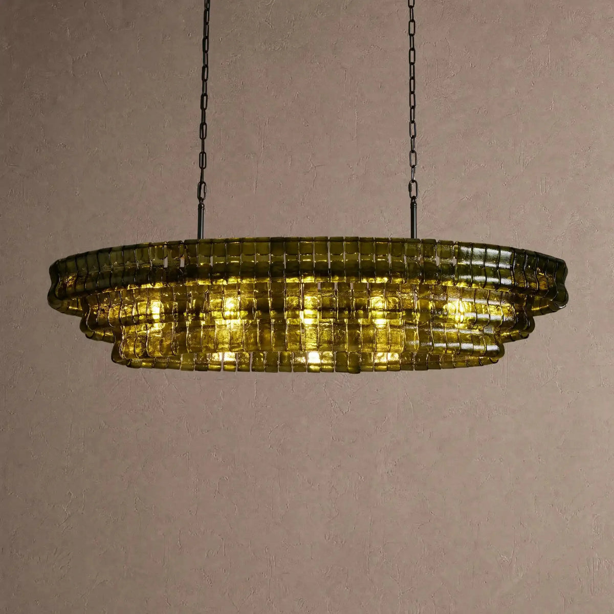 Grigio Glass Oval Chandelier 54''65'' - Matte BlackGreen54"casivra