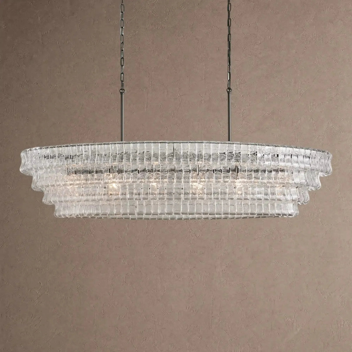 Grigio Glass Oval Chandelier 54''65'' - Matte BlackClear65"casivra