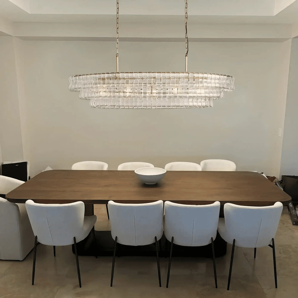 Grigio Glass Oval Chandelier 54''65'' - brass finish, modern home lighting