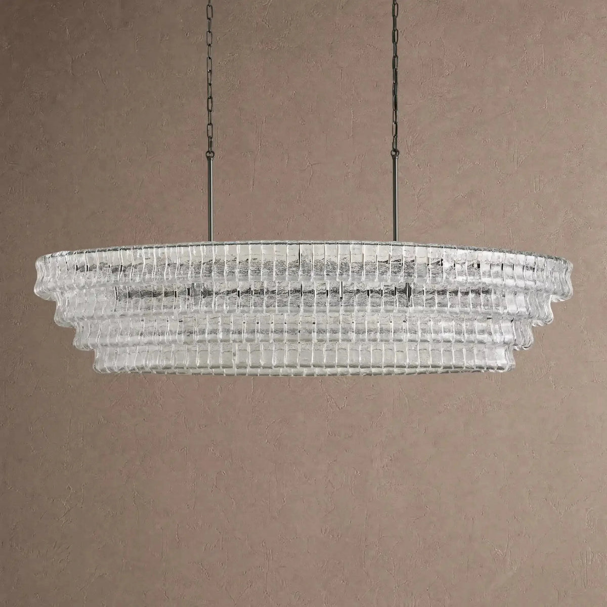 Grigio Glass Oval Chandelier 54''65'' - Matte BlackClear65"casivra