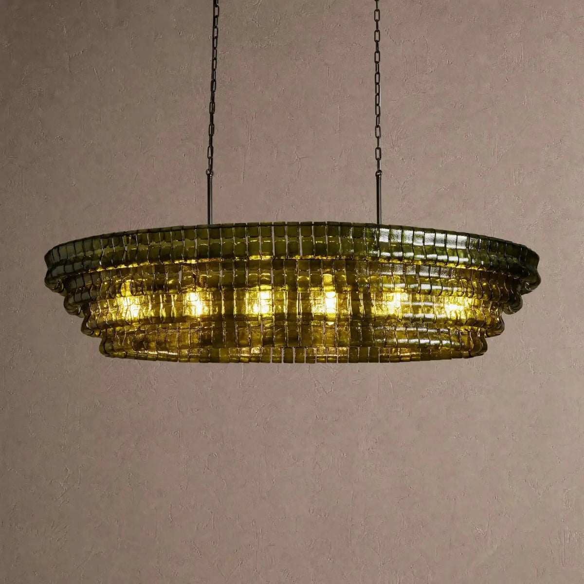 Grigio Glass Oval Chandelier 54''65'' - Matte BlackGreen65"casivra