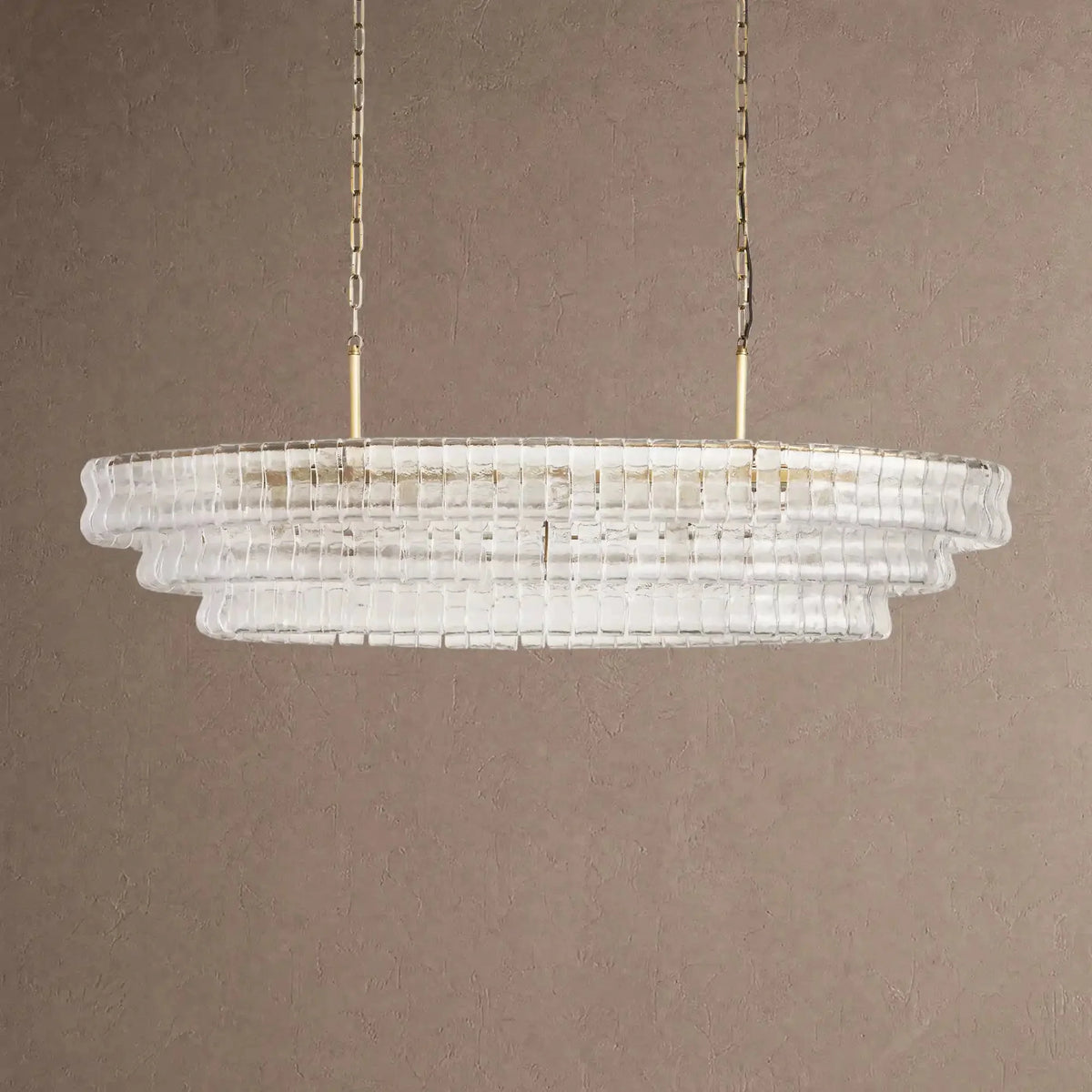 Grigio Glass Oval Chandelier 54''65'' - Lacquered Burnished BrassClear54"casivra