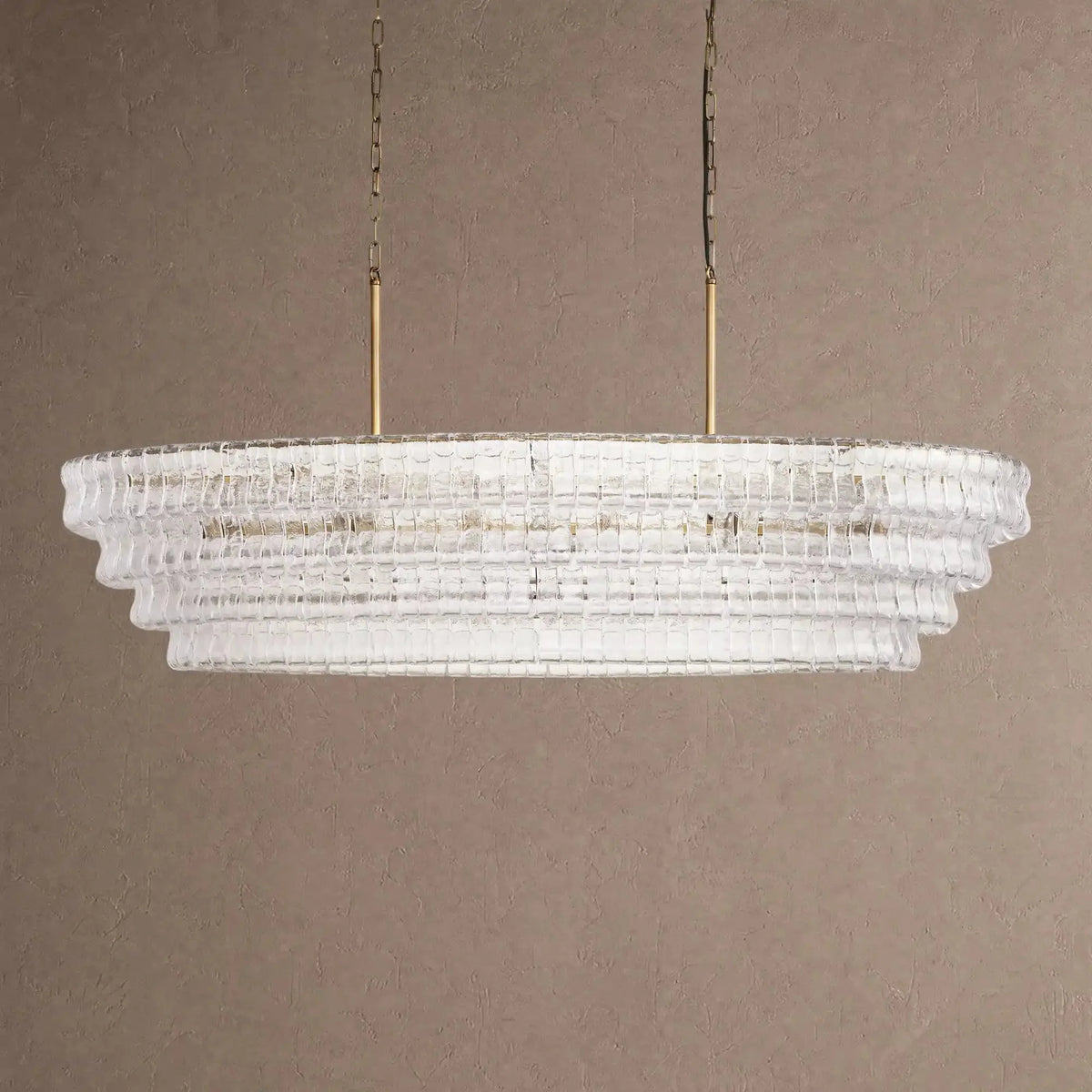 Grigio Glass Oval Chandelier 54''65'' - Lacquered Burnished BrassSmoke65"casivra