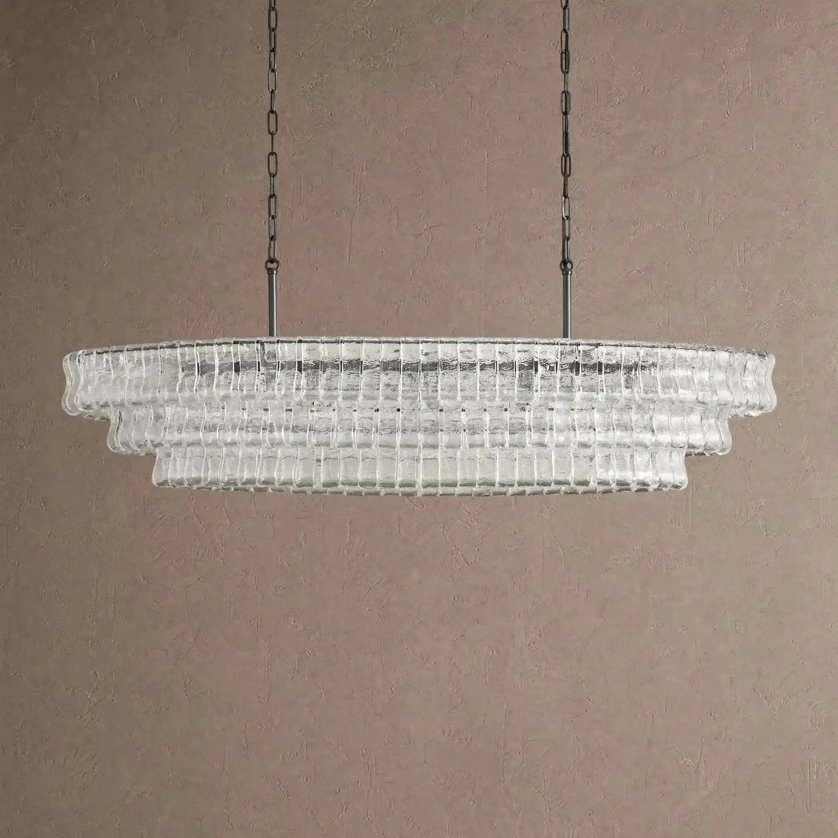 Grigio Glass Oval Chandelier 54''65'' - Matte BlackClear54"casivra