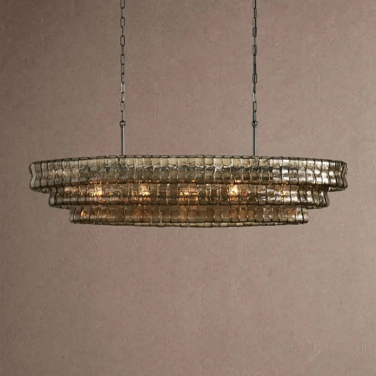 Grigio Glass Oval Chandelier 54''65'' - Matte BlackSmoke54"casivra