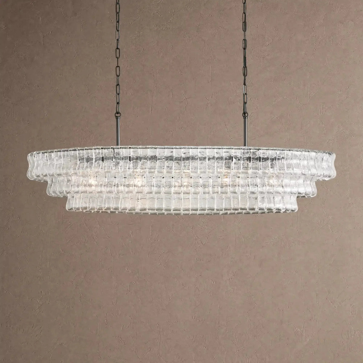 Grigio Glass Oval Chandelier 54''65'' - Matte BlackClear54"casivra