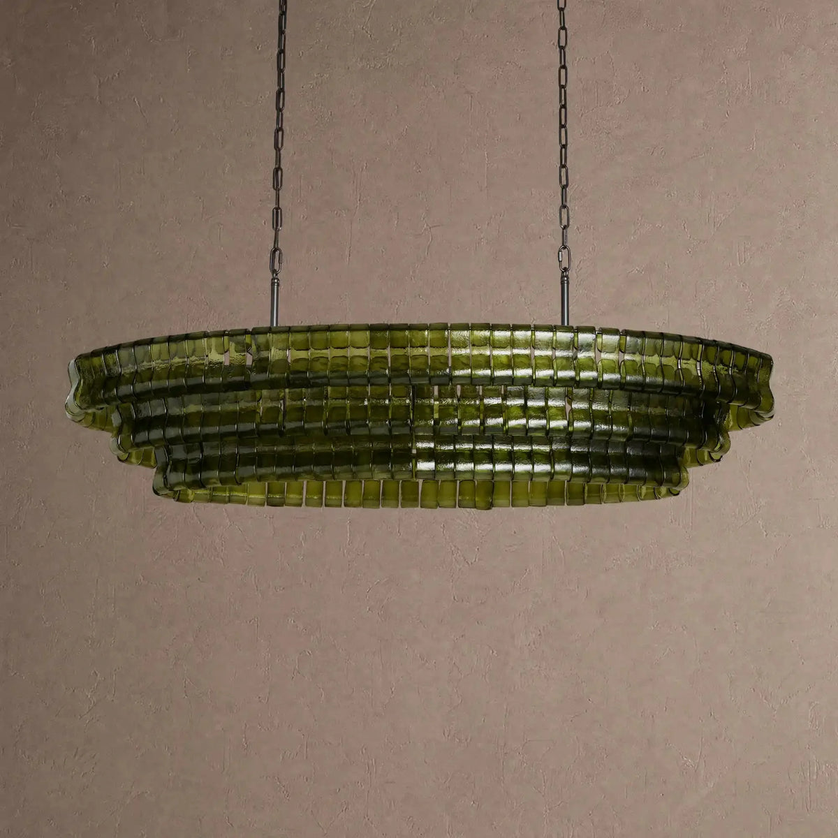 Grigio Glass Oval Chandelier 54''65'' - Matte BlackGreen54"casivra