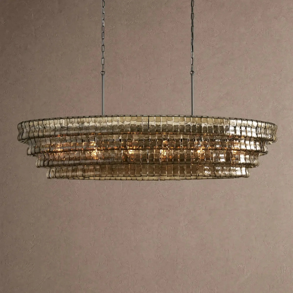 Grigio Glass Oval Chandelier 54''65'' - Matte BlackSmoke65"casivra