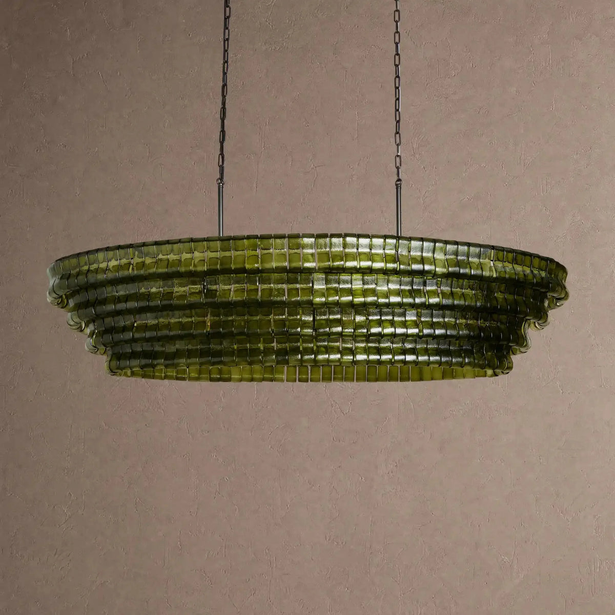 Grigio Glass Oval Chandelier 54''65'' - Lacquered Burnished BrassSmoke65"casivra