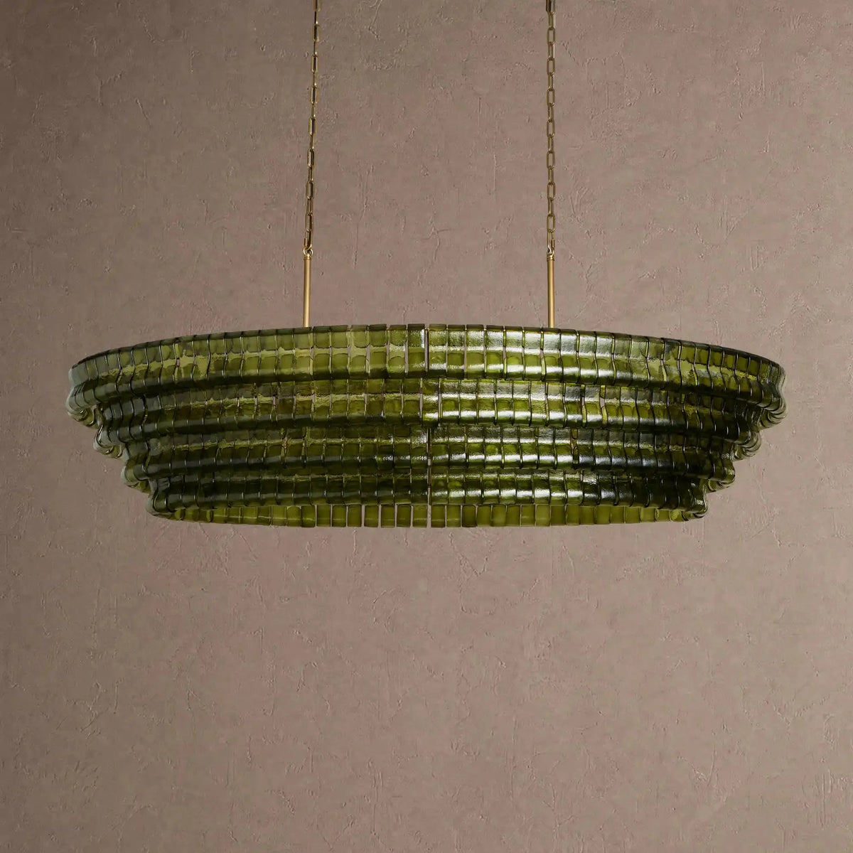 Ghiaccio Glass Oval Chandelier 54''65'' - Lacquered Burnished BrassSmoke65"casivra