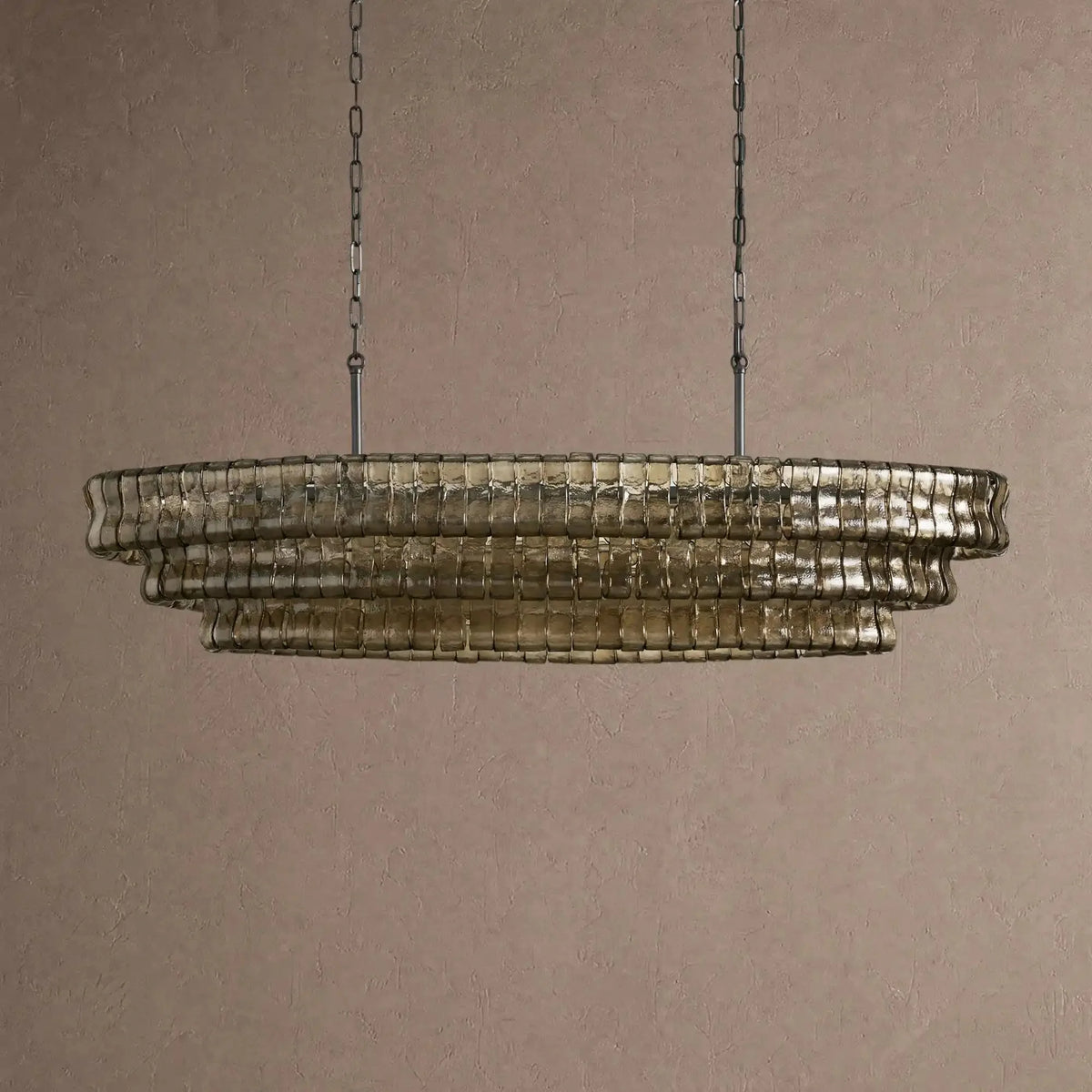 Grigio Glass Oval Chandelier 54''65'' - Matte BlackSmoke54"casivra