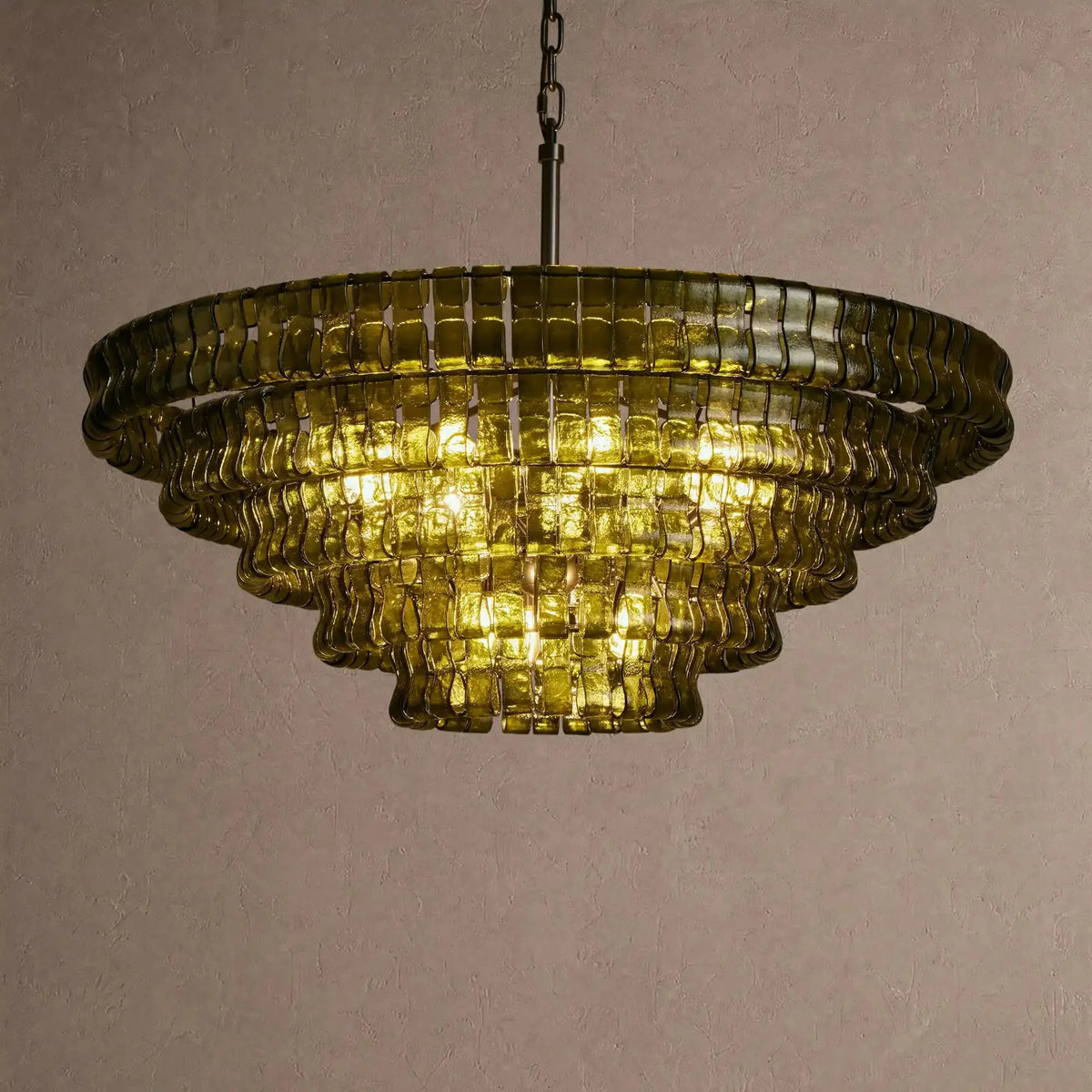 Ghiaccio Glass Round Chandelier 24" 36" 48" 60" - 5-Tier 48"BlackGreencasivra
